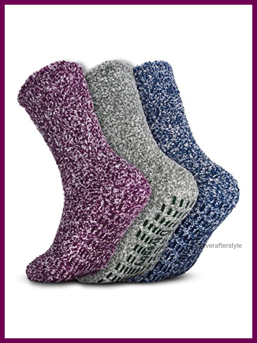 Fuzzy Non-Slip Gripper Slipper Socks Plush Cozy Home Hospital 3 Pairs